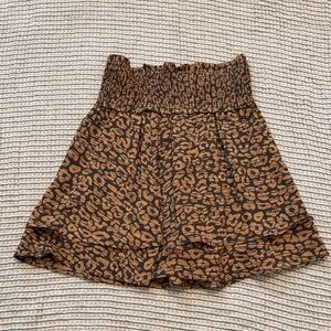 Rails Brown & Black Animal Print Tiered Mini Skirt | Size Small | Boho